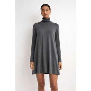 Marine‎ Layer Cashmere Blend Turtleneck Tunic Dress Gray Minimalist Cozy Classic